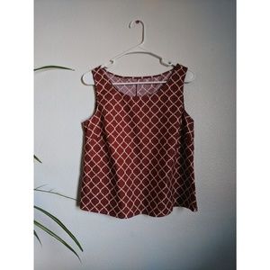 Burnt Orange Patterned Sleeveless Top